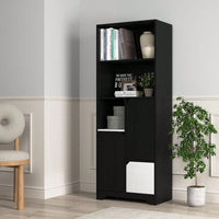 3-Shelf Storage Cabinet With Drawer, Black, For Kitchen, Dining Room, Bathroom, Laundry, Living Room