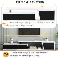 Modern Extendable TV Stand, Minimalist TV Console With Drawers & Cabinet For TVs Up To 100 Inches