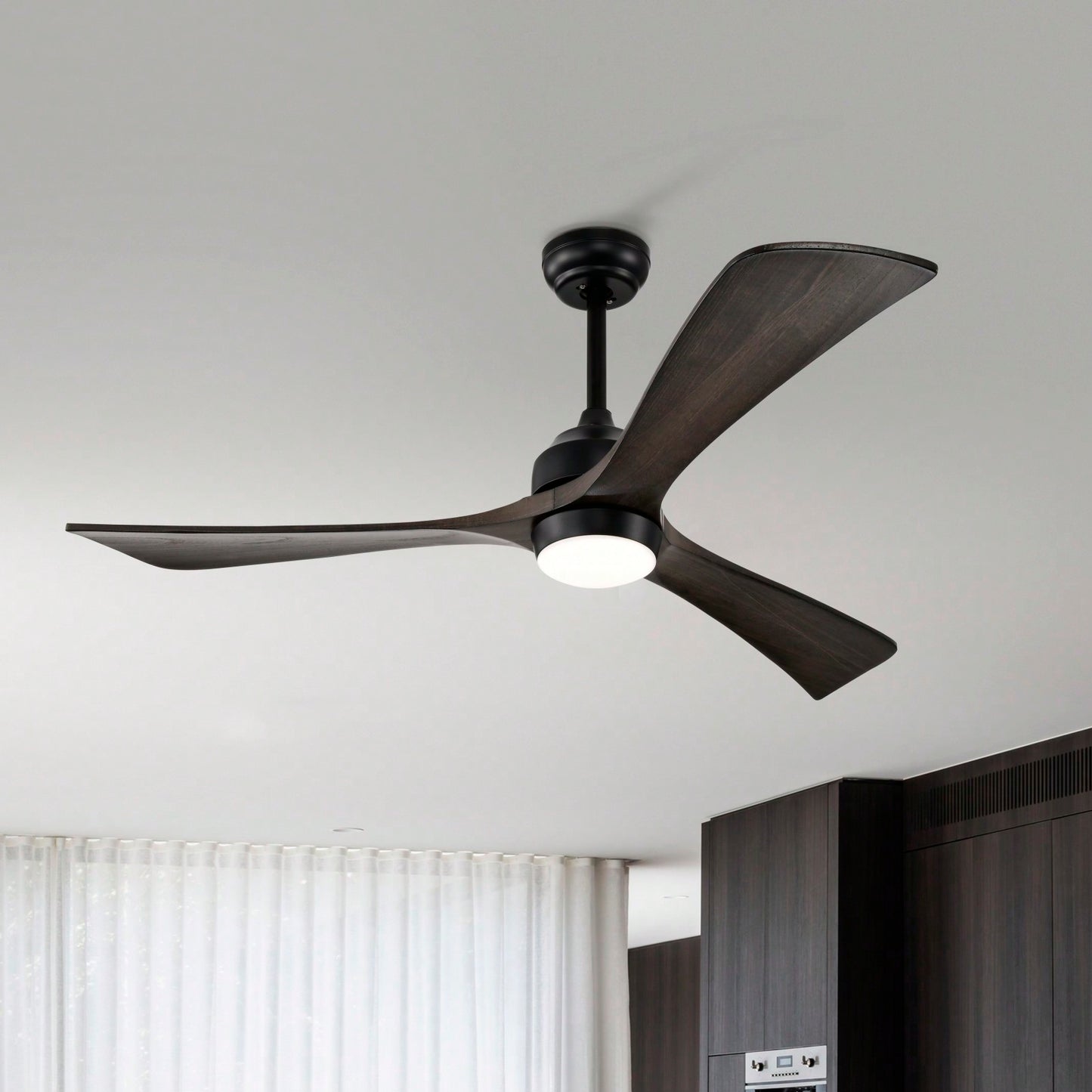 52 Inch Remote Control Wood Ceiling Fan with Lights Quiet Motor 3 Blades 6 Speed Reversible for Living Room Bedroom Patio Indoor Use