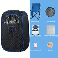 Portable Steam Sauna, Portable Sauna For Home, Sauna Tent Sauna Box With 3L Steamer With Remote Control And Folding Chair, Black