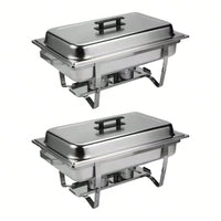 2 Sets Buffet Catering Dish, 8L Large Capacity Chafing Dish Set With Lids, Food Pans, Water Pans, Fuel Holders, For Home And Outdoor Parties