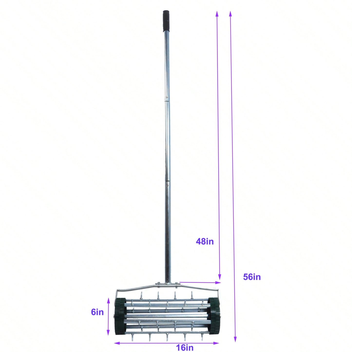 Heavy Duty Rotary Lawn Aerator with Long Steel Handle for Effective Soil Aeration and Grass Care