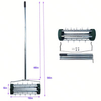 Heavy Duty Rotary Lawn Aerator with Long Steel Handle for Effective Soil Aeration and Grass Care