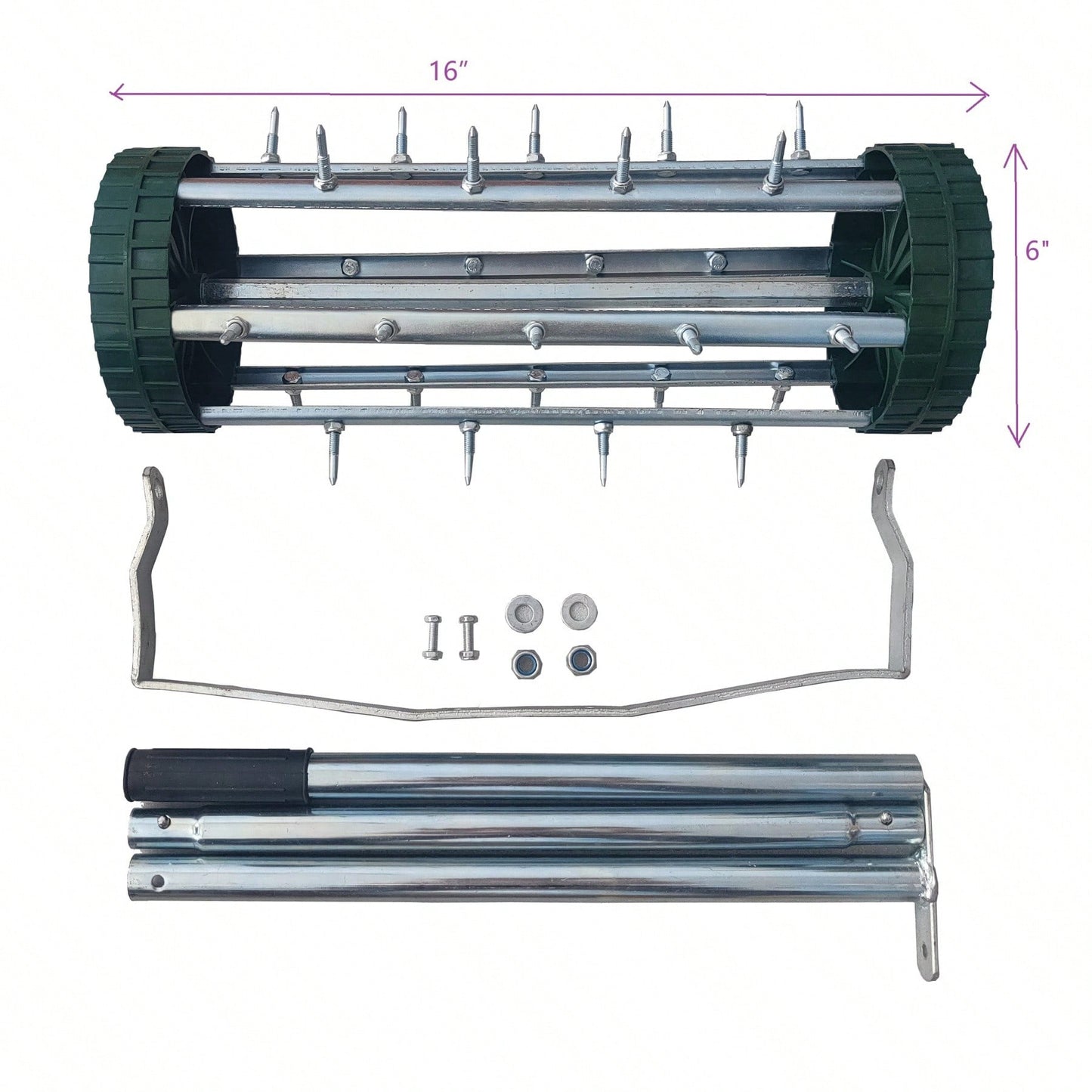 Heavy Duty Rotary Lawn Aerator with Long Steel Handle for Effective Soil Aeration and Grass Care
