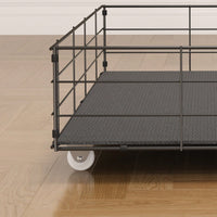 4 Drawers Under Bed Frame With LED, Wings Headboard Design