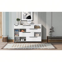 7-Shelf Shoe Cabinet With 5 Drawers, Modern Shoe Storage Organizer Cabinet For Entryway, Hallway, Living Room