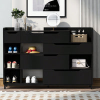 7-Shelf Shoe Cabinet With 5 Drawers, Modern Shoe Storage Organizer Cabinet For Entryway, Hallway, Living Room