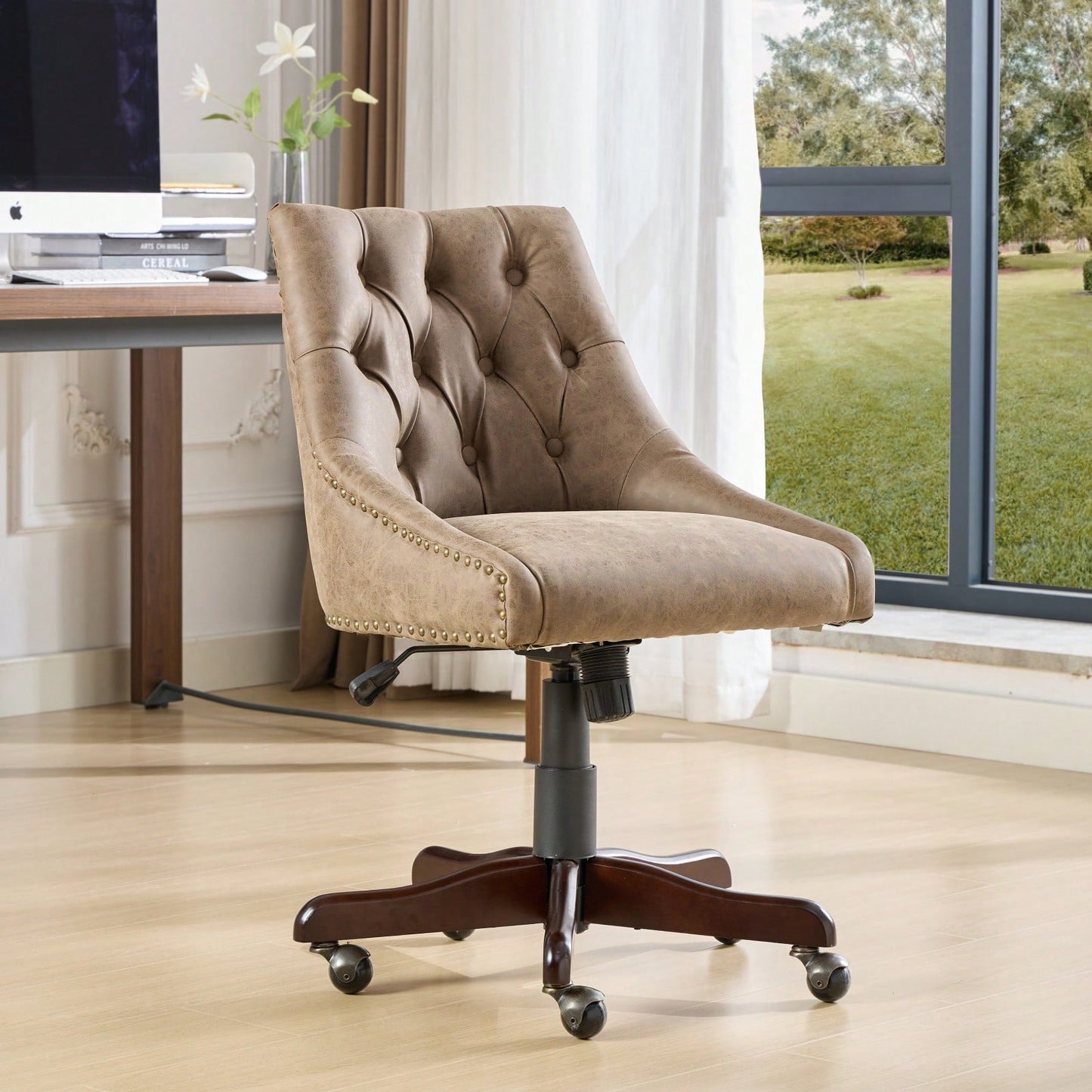 Medieval Retro Style Sheepskin Pattern Fabric Home Office Chair