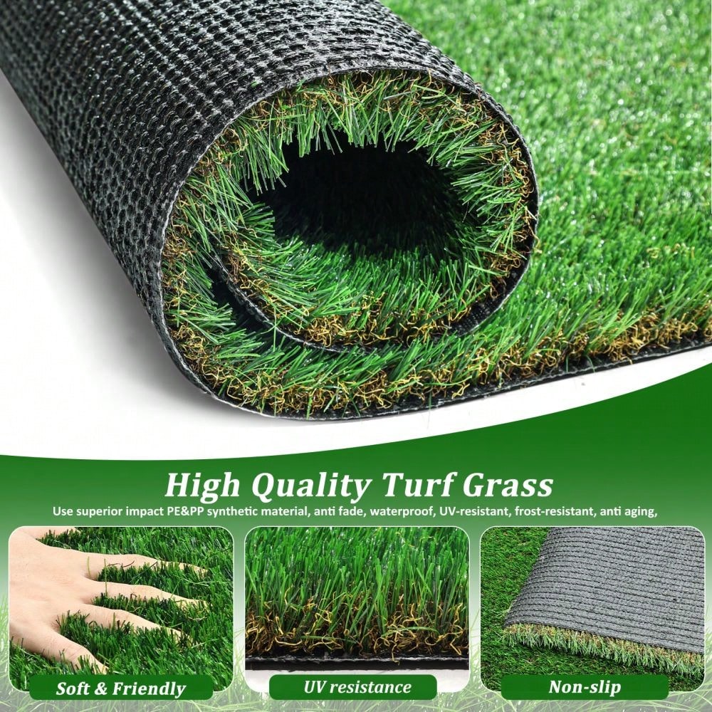 4FTx10FT Realistic Outdoor Artificial Grass Runner Rug for Patio Garden Lawn Dog Turf Mat 1.38 Inch Pile Height Waterproof Durable