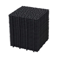 Black Interlocking Deck Tiles 12x12 Inch Waterproof Anti-Slip Outdoor Flooring Pack of 24 for Shower Balcony Porch