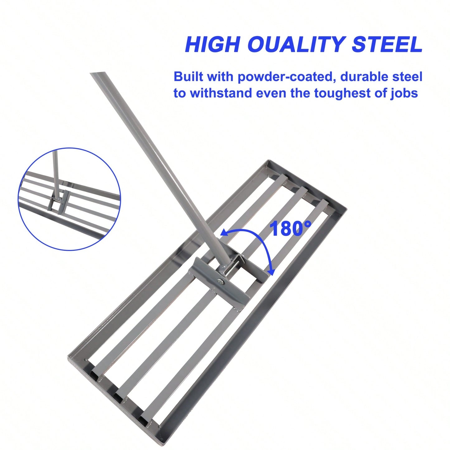 79.5'' Long Handle Heavy Duty Lawn Leveling Rake For Garden Backyard Farmland Golf Course Compost Sand Leveling