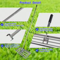 79.5'' Long Handle Heavy Duty Lawn Leveling Rake For Garden Backyard Farmland Golf Course Compost Sand Leveling