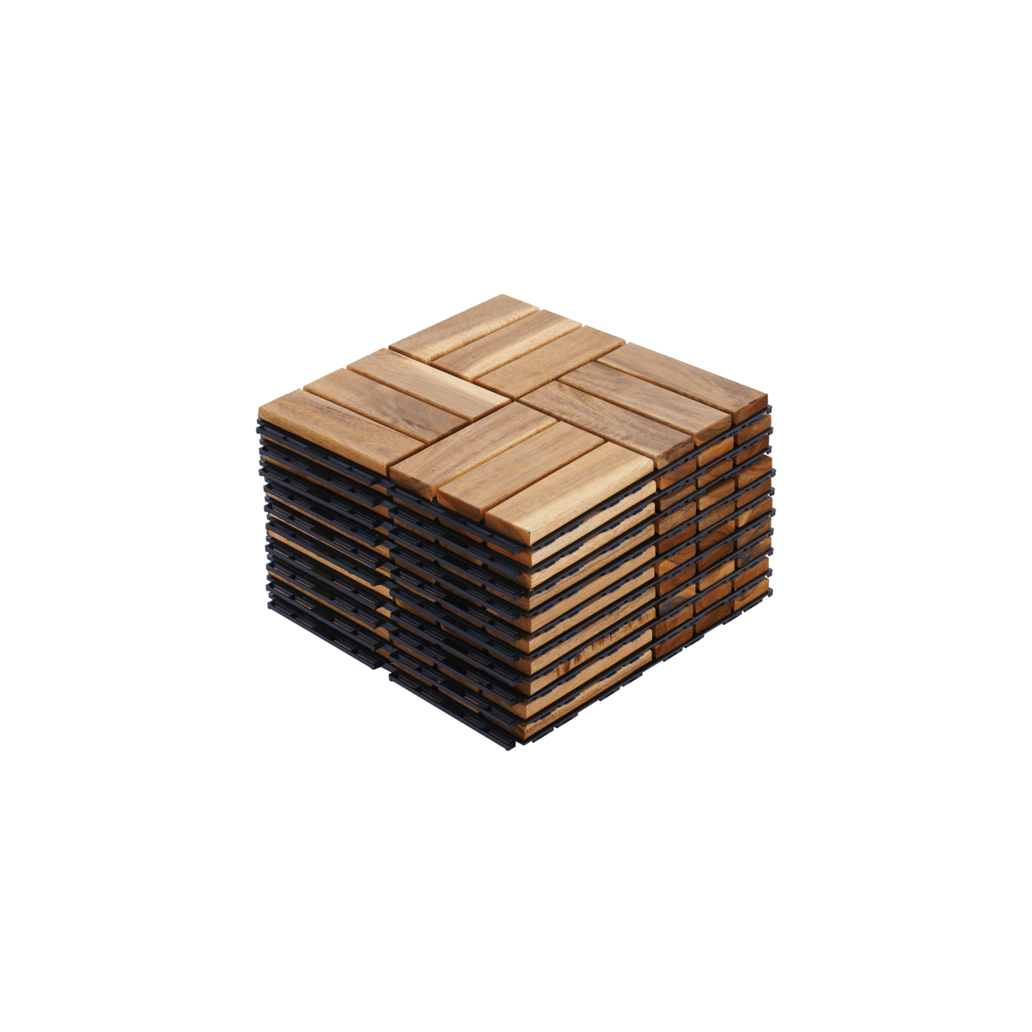 Acacia Wood Interlocking Patio Tiles 12x12 Outdoor Flooring for Balcony Poolside Garden Easy DIY Installation 10 Pack