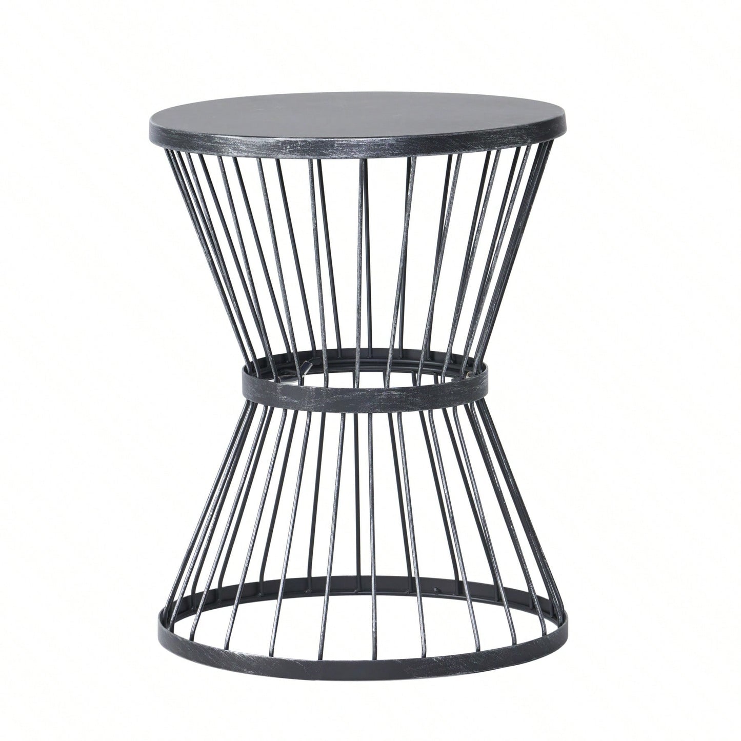 Sleek Hourglass Outdoor Side Table for Drinks and Snacks - Weather-Resistant Patio End Table for Backyard Poolside Balcony