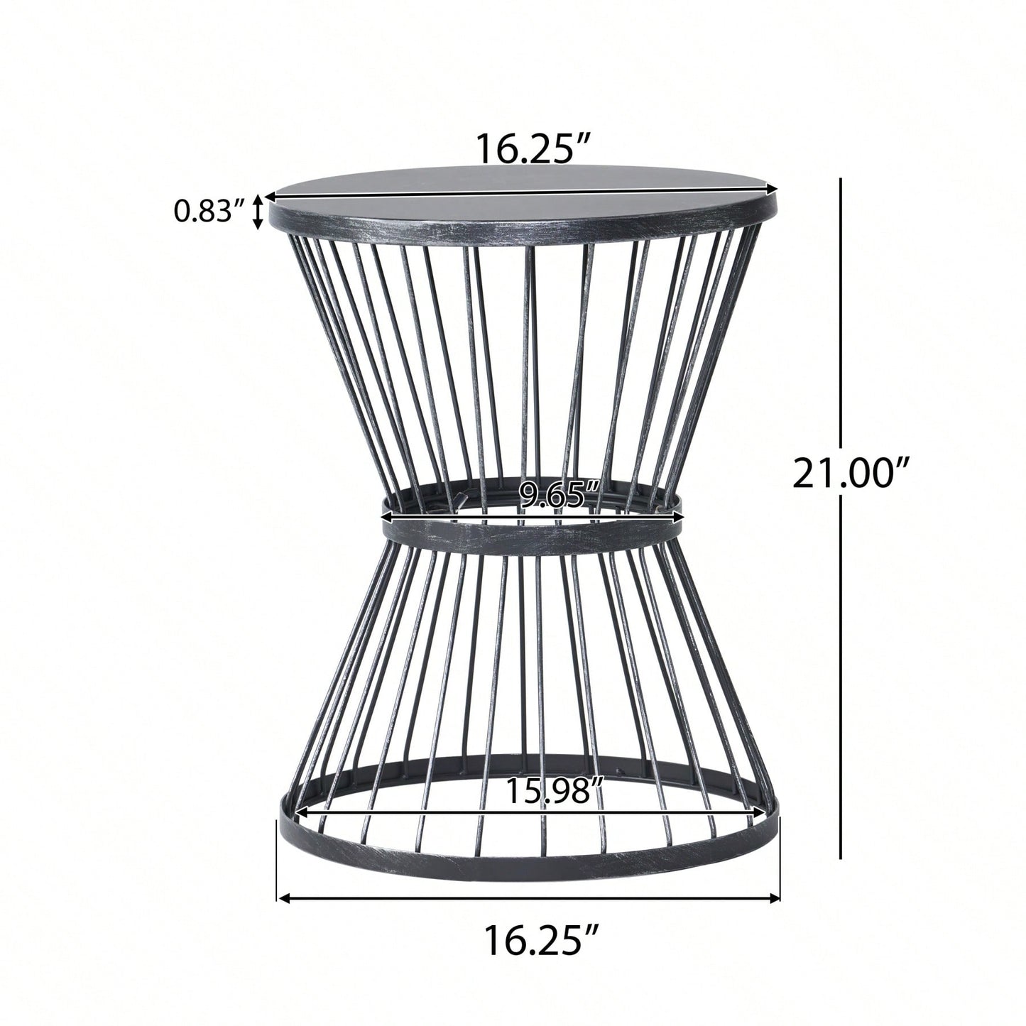 Sleek Hourglass Outdoor Side Table for Drinks and Snacks - Weather-Resistant Patio End Table for Backyard Poolside Balcony