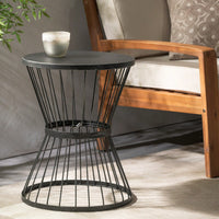 Sleek Hourglass Outdoor Side Table for Drinks and Snacks - Weather-Resistant Patio End Table for Backyard Poolside Balcony