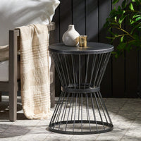 Sleek Hourglass Outdoor Side Table for Drinks and Snacks - Weather-Resistant Patio End Table for Backyard Poolside Balcony