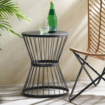 Sleek Hourglass Outdoor Side Table for Drinks and Snacks - Weather-Resistant Patio End Table for Backyard Poolside Balcony