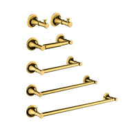 6-Piece Wall Mounted Bathroom Hardware Set with Corrosion-Resistant Finish for Towel Bars and Organization