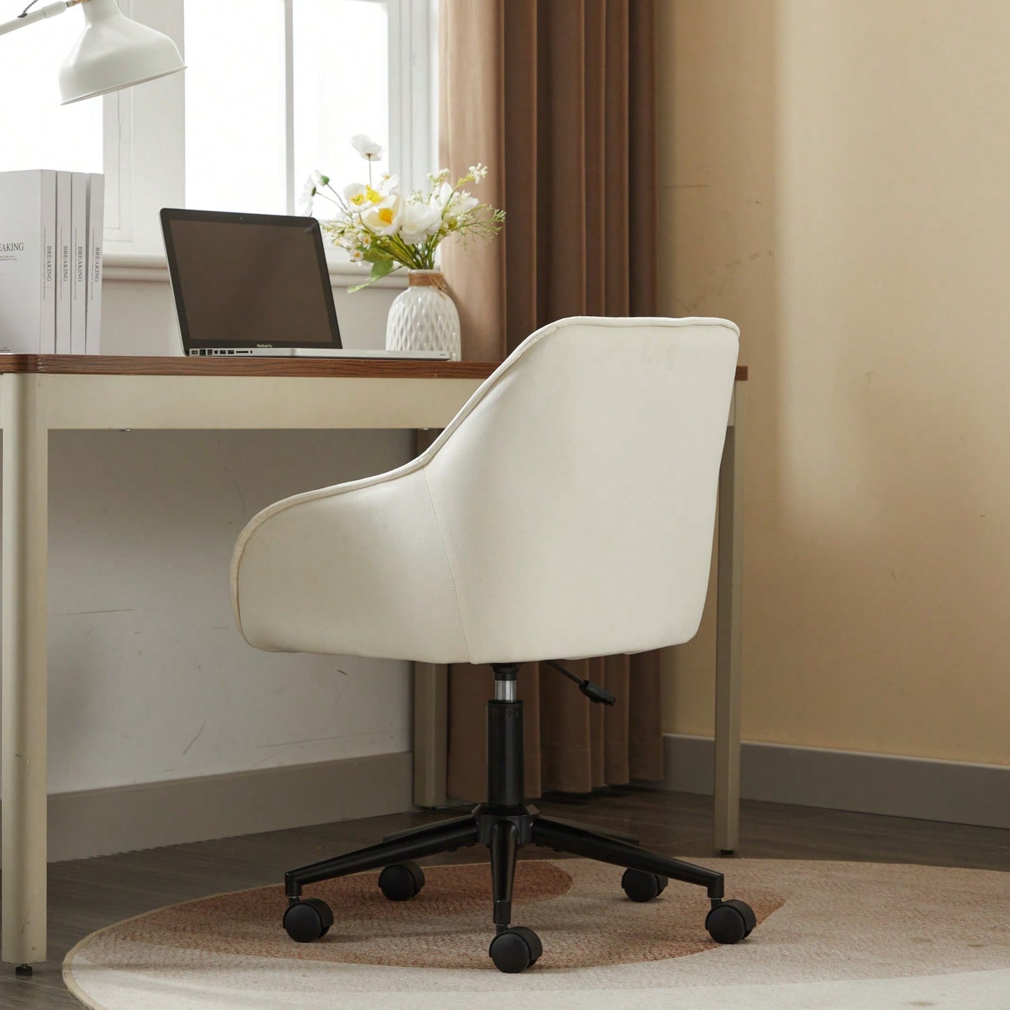 Elegant Velvet Office Chair With Wheels