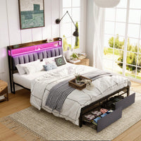 Queen Bed Frame With Storage Headboard And Drawers