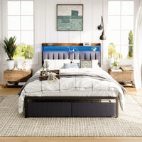 Queen Bed Frame With Storage Headboard And Drawers