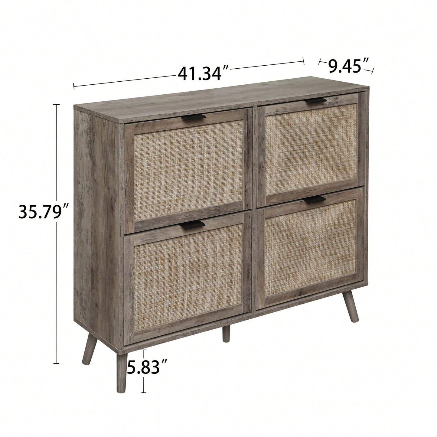 Modern 4-Door Freestanding Shoe Rack With Double-Layer Storage And Pine Legs