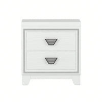 Elegant Nightstand With Metal Handles And Sparkling Decoration – 2 Drawers For Bedroom And Living Room