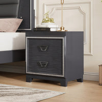 Elegant Nightstand With Metal Handles And Sparkling Decoration – 2 Drawers For Bedroom And Living Room