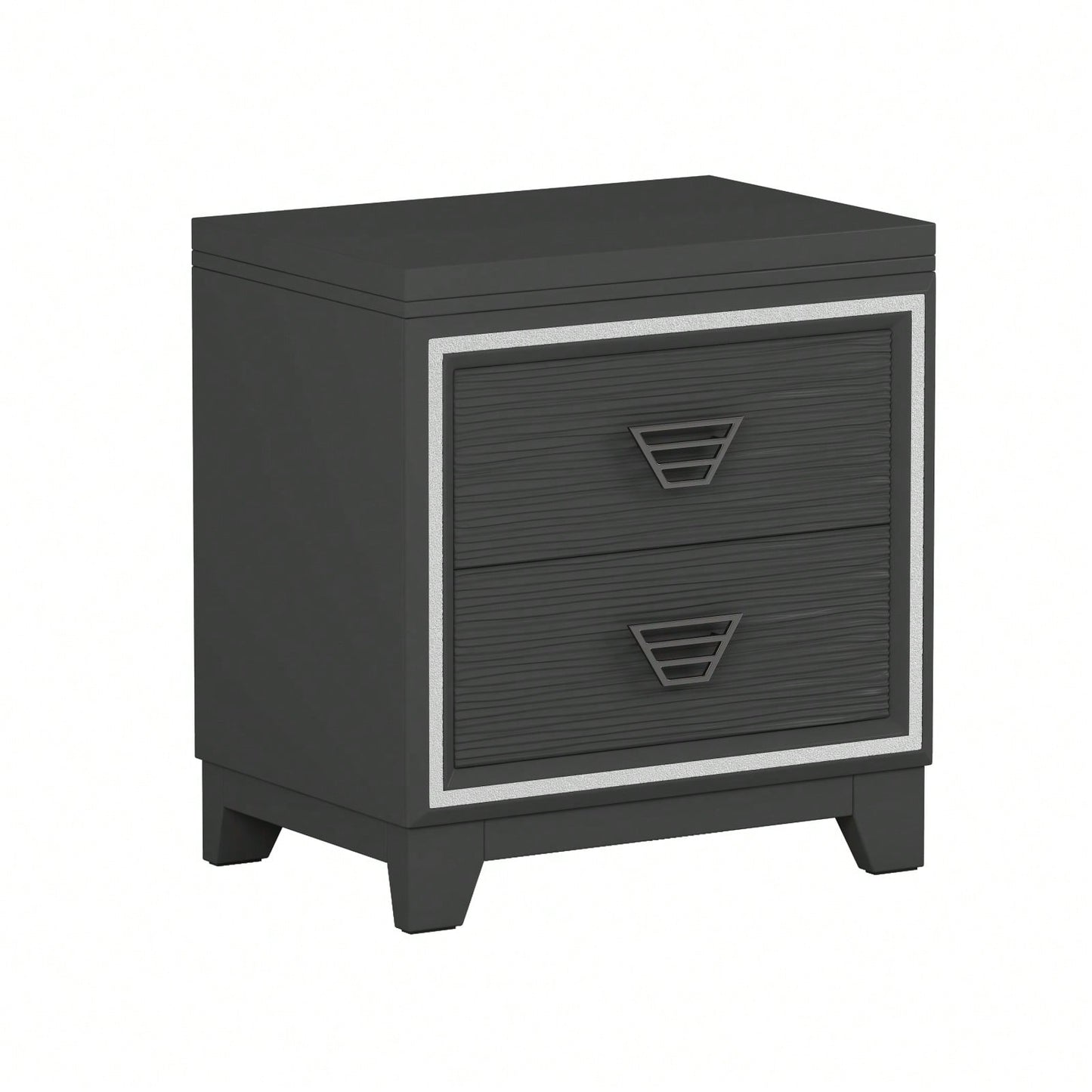 Elegant Nightstand With Metal Handles And Sparkling Decoration – 2 Drawers For Bedroom And Living Room