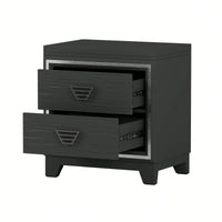 Elegant Nightstand With Metal Handles And Sparkling Decoration – 2 Drawers For Bedroom And Living Room