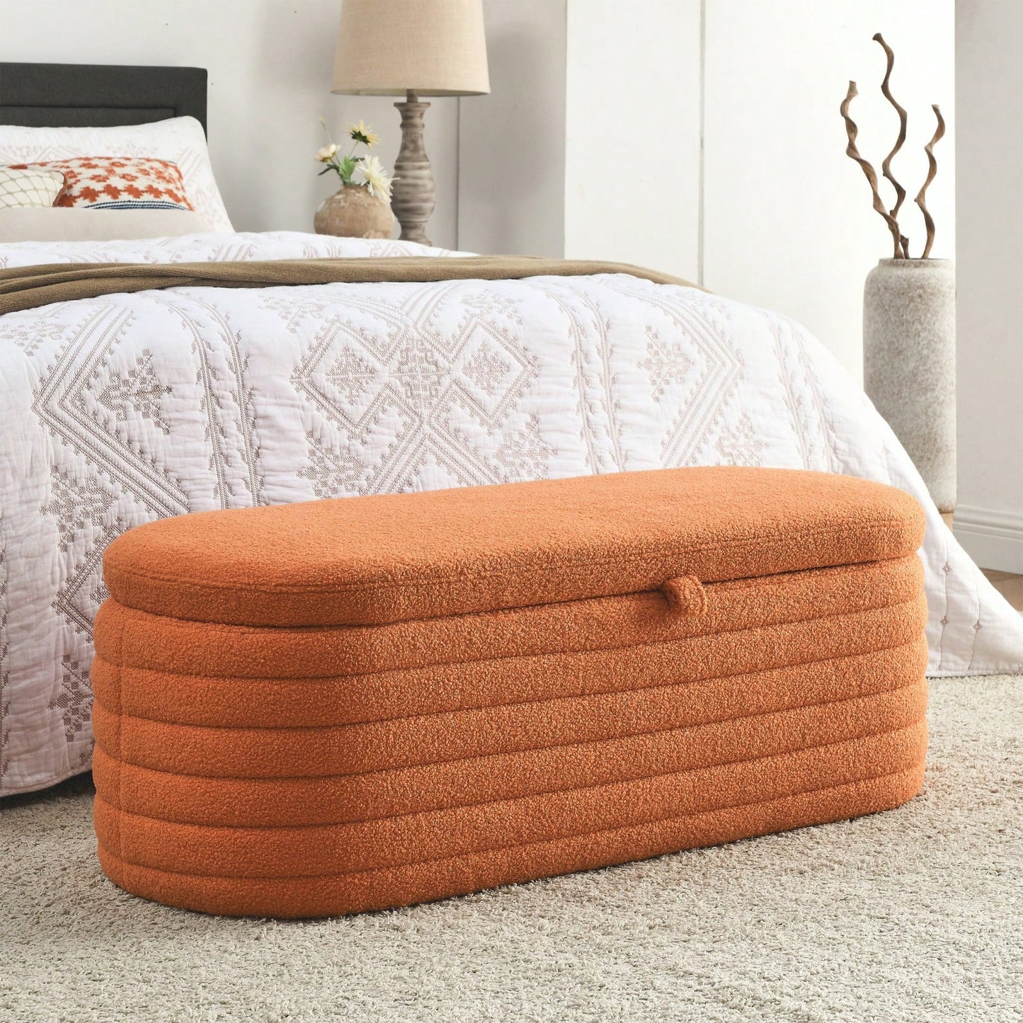 Welike 45.5-Inch Upholstered Storage Ottoman Bench