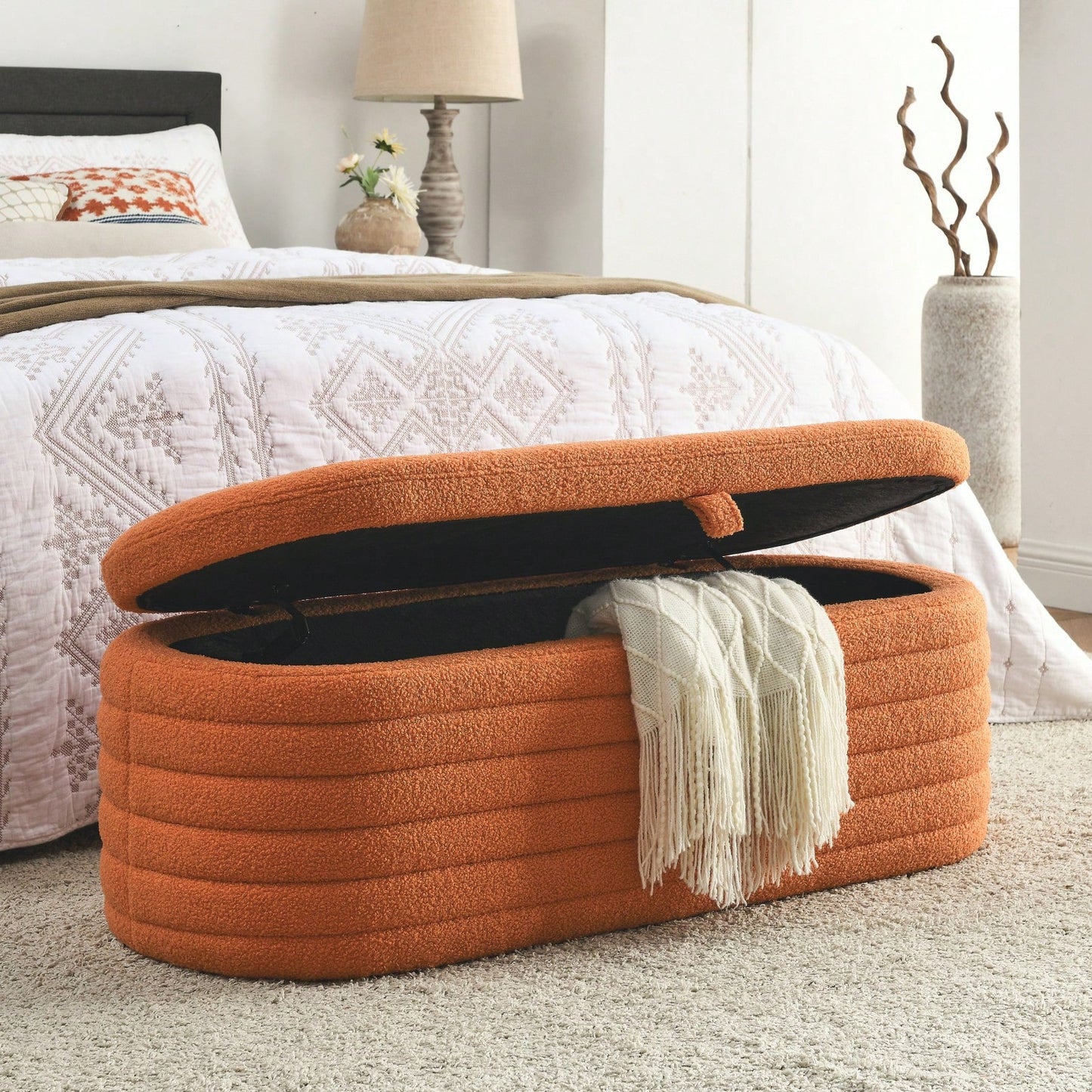 Welike 45.5-Inch Upholstered Storage Ottoman Bench