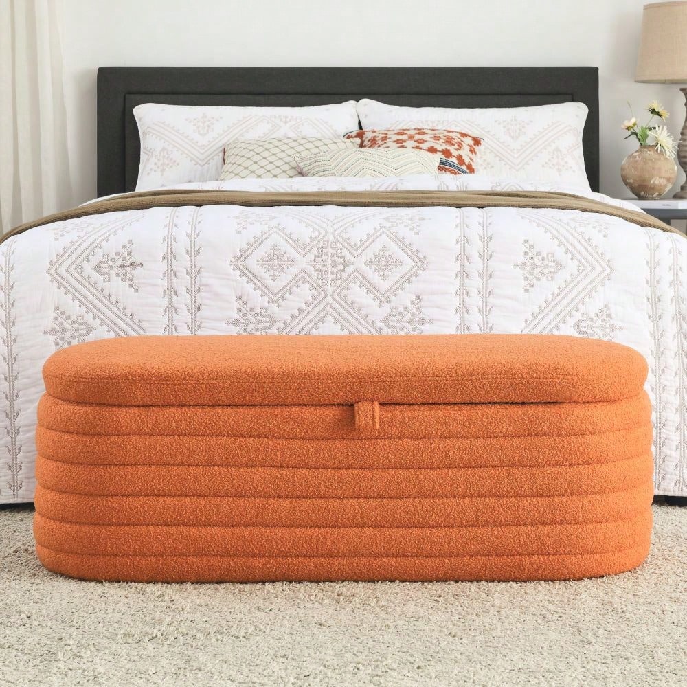 Welike 45.5-Inch Upholstered Storage Ottoman Bench