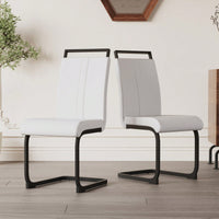 Set of 2 Modern PU Faux Leather High Back Dining Chairs with Black Metal Legs for Kitchen Office and Dining Room