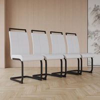 Set of 2 Modern PU Faux Leather High Back Dining Chairs with Black Metal Legs for Kitchen Office and Dining Room