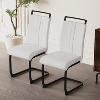 Set of 2 Modern PU Faux Leather High Back Dining Chairs with Black Metal Legs for Kitchen Office and Dining Room