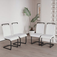 Set of 2 Modern PU Faux Leather High Back Dining Chairs with Black Metal Legs for Kitchen Office and Dining Room