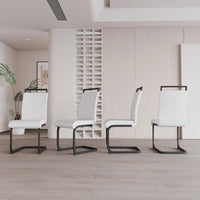 Set of 2 Modern PU Faux Leather High Back Dining Chairs with Black Metal Legs for Kitchen Office and Dining Room