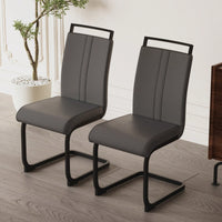 Set of 2 Modern PU Faux Leather High Back Dining Chairs with Black Metal Legs for Kitchen Office and Dining Room
