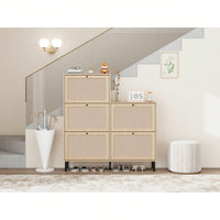 5 Door Shoe Rack, Freestanding Modern Shoe Storage Cabinet, For Entryway