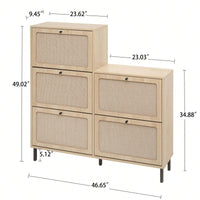 5 Door Shoe Rack, Freestanding Modern Shoe Storage Cabinet, For Entryway