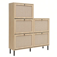 5 Door Shoe Rack, Freestanding Modern Shoe Storage Cabinet, For Entryway