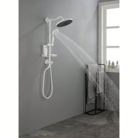 10" Rain Showerhead, 4-Function Hand Shower, Adjustable Slide Bar And Soap Dish