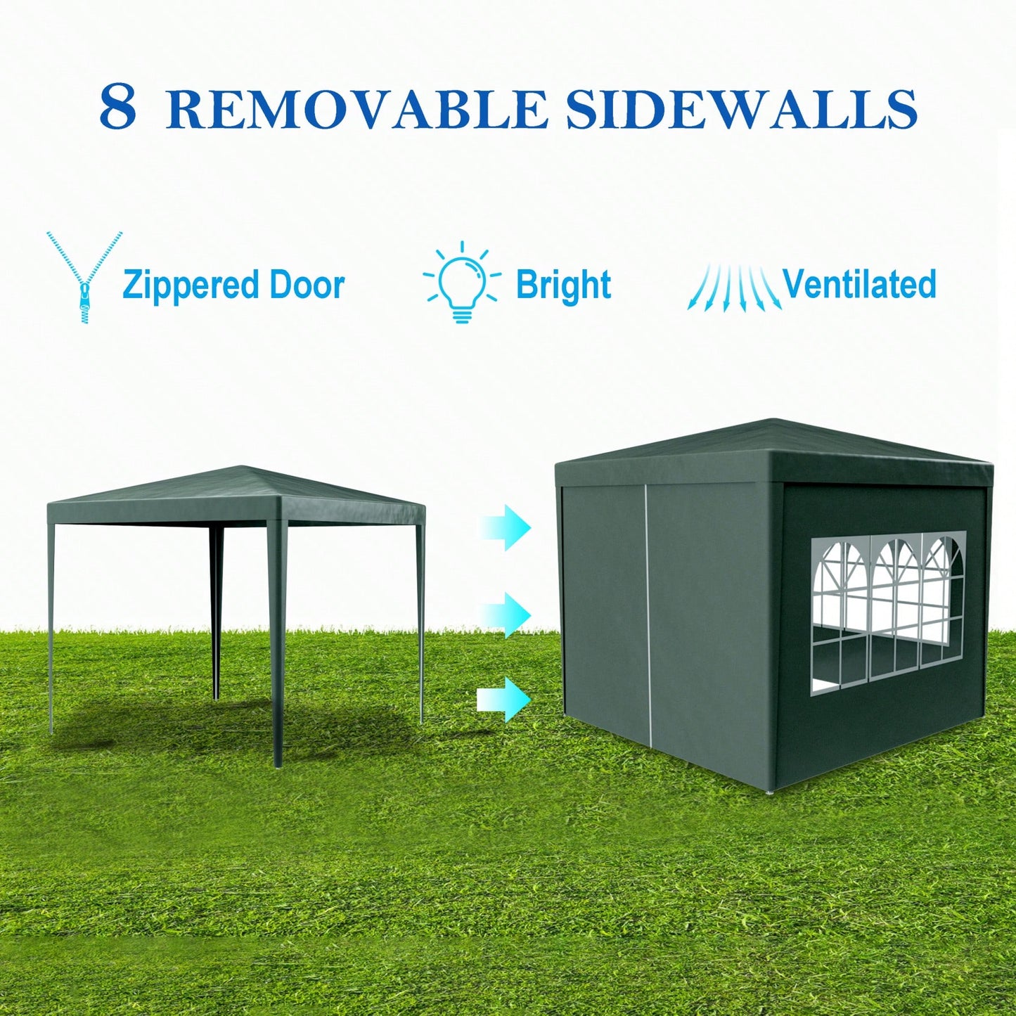 10x10 Heavy Duty Outdoor Party Tent with 4 Removable Walls UV Water Resistant Easy Assembly for Weddings Events Backyard Use