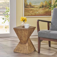 Lightweight Concrete Hourglass Side Table for Indoor Outdoor Use Hand Painted Accent Table 12.5 x 12.5 x 18