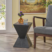 Lightweight Concrete Hourglass Side Table for Indoor Outdoor Use Hand Painted Accent Table 12.5 x 12.5 x 18