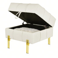 22 Inch Stylish Anti-Scratch Leather Storage Ottoman Pet Friendly Entryway Bench with Gold Stainless Steel Legs Multiple Color Options