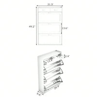 Solid Wood 3-Tier Shoe Storage Cabinet with Flip Drawers Easy Assembly Holds 500 lbs Entryway Organizer 31.5 L x 9.6 W x 49.2 H