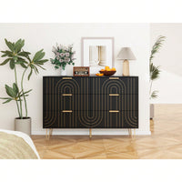 Elegant 6 Drawer Dresser with Metal Handles and Anti-Tipping Device for Bedroom Living Room Hallway Scratch-Resistant Waterproof Finish